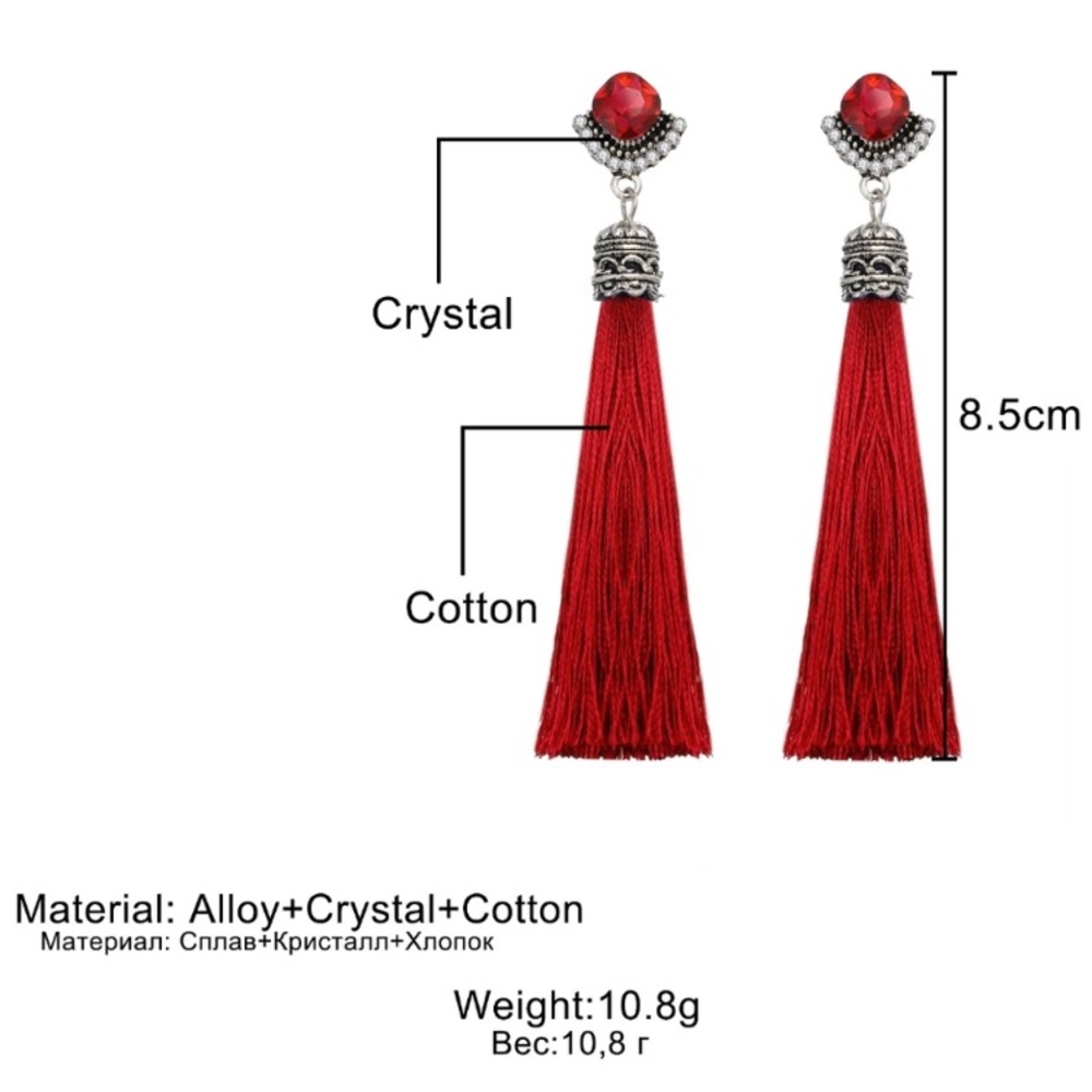 ✶ Crystal Tassel Earrings - Picture 4 of 7